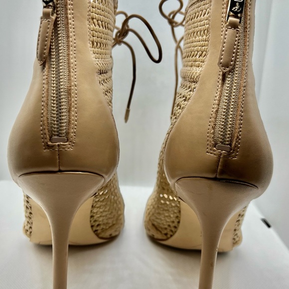 Size 8, 3-inch Heel, Mid-Calf, Sandal Boots, Cream Color - Picture 3 of 4